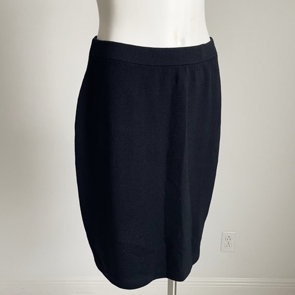 St John Skirt Black Knit Basics Retro Vintage 90s Size 8 Pencil Style - Picture 2 of 7